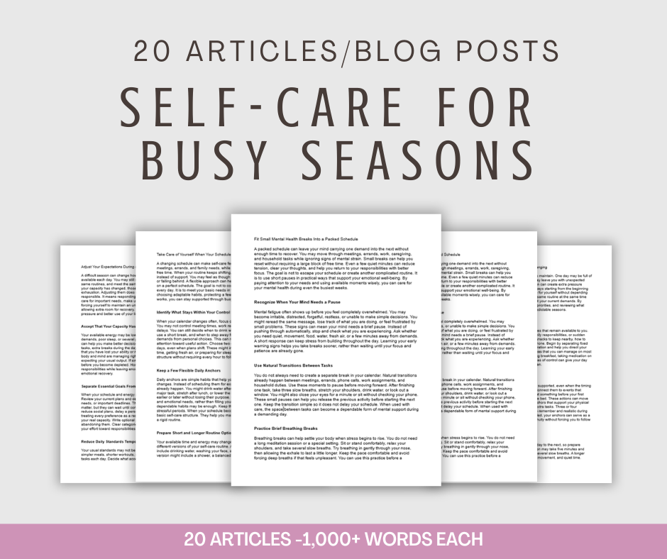 20 'Self-Care For Busy Seasons' Articles