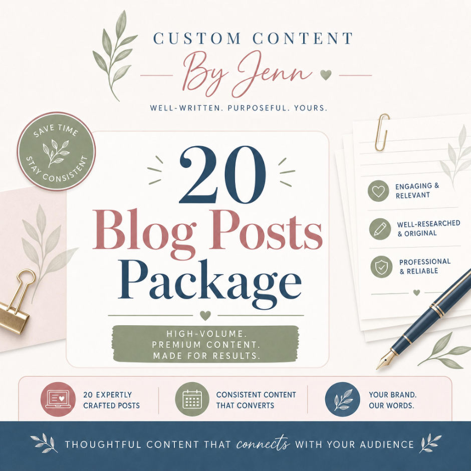 20 Blog Posts Package | Custom Content
