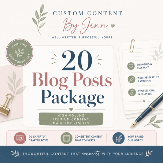 20 Blog Posts Package | Custom Content