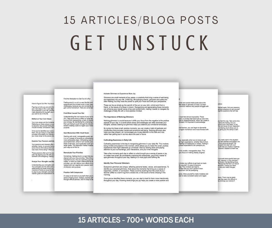 Get Unstuck Articles | 15 Articles/Blog Posts