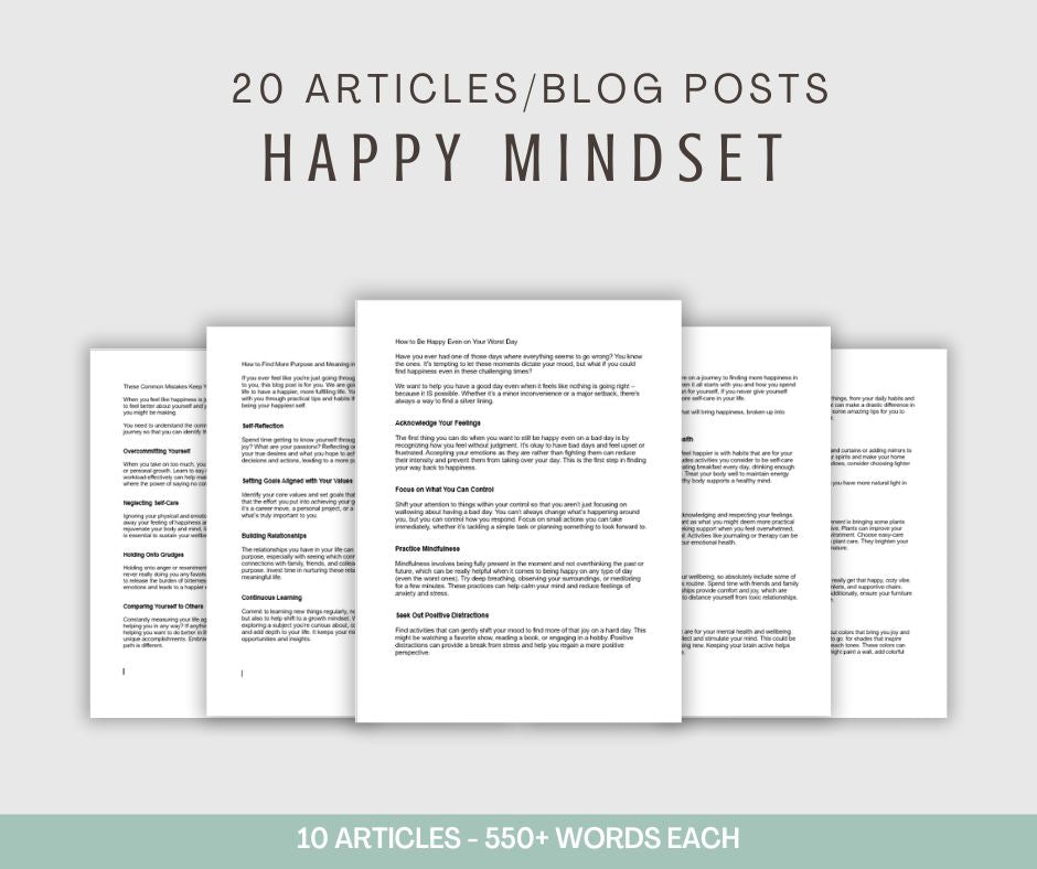 Happy Mindset Content | 20 Articles