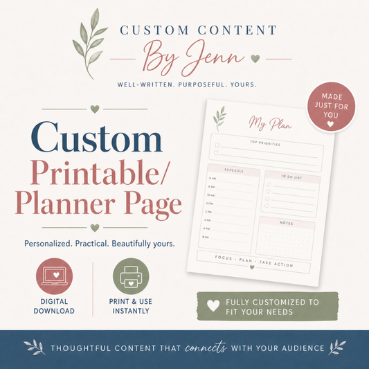Printable/Planner Page | Custom Templates